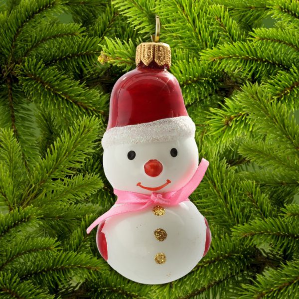 Ёлочное украшение Снеговик с шарфом в упаковке  10см
