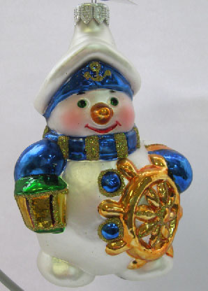 Елочное украшение  Снеговик моряк  в упаковке  12см