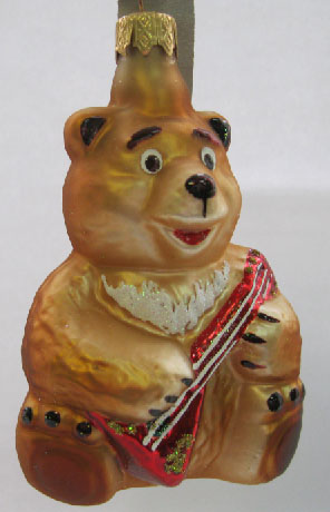 Елочное украшение  Медведь с балалайкой  в упаковке  11см