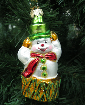 Ёлочное украшение  Снеговик с барабаном в упаковке  10см